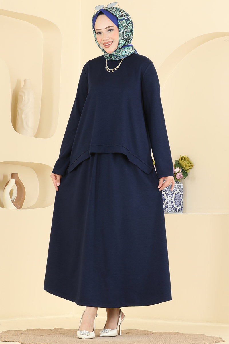 Modal Two-Piece Set with Slits - Navy