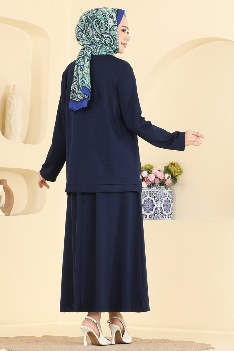 Modal Two-Piece Set with Slits - Navy