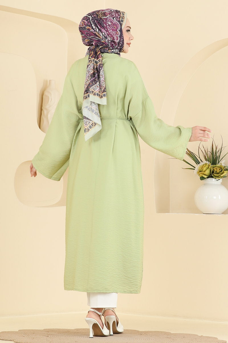 Modal Tunic with Slits and Ties - Almond Green
