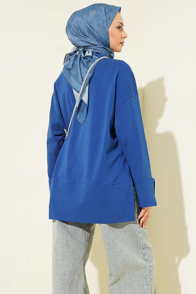 Basic Tunic with Slit Detail - Navy