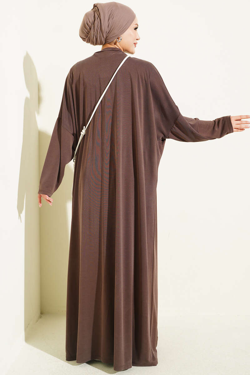 Two-Piece Set with Slit Detail - Brown