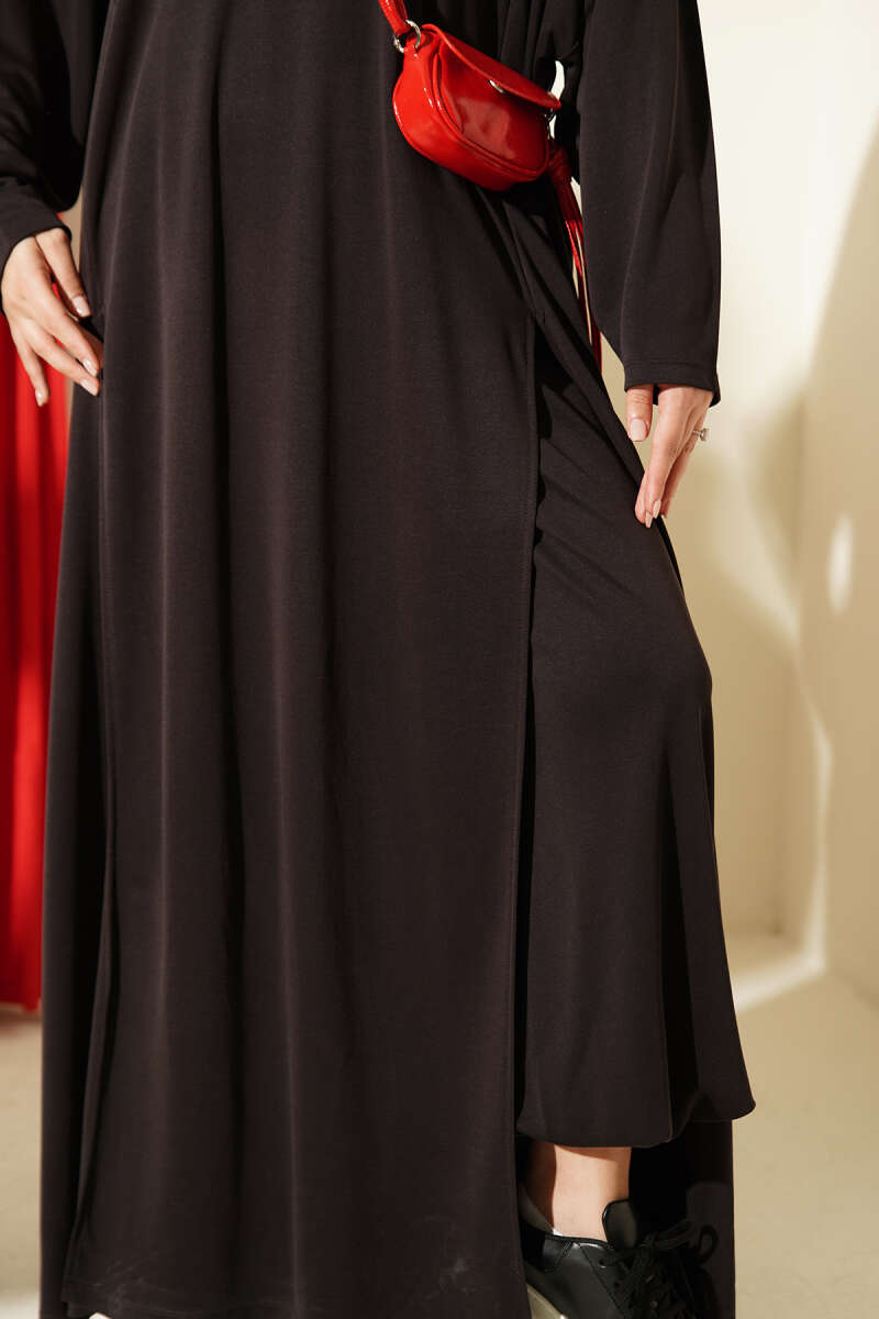 Two-Piece Set with Slit Detail - Black