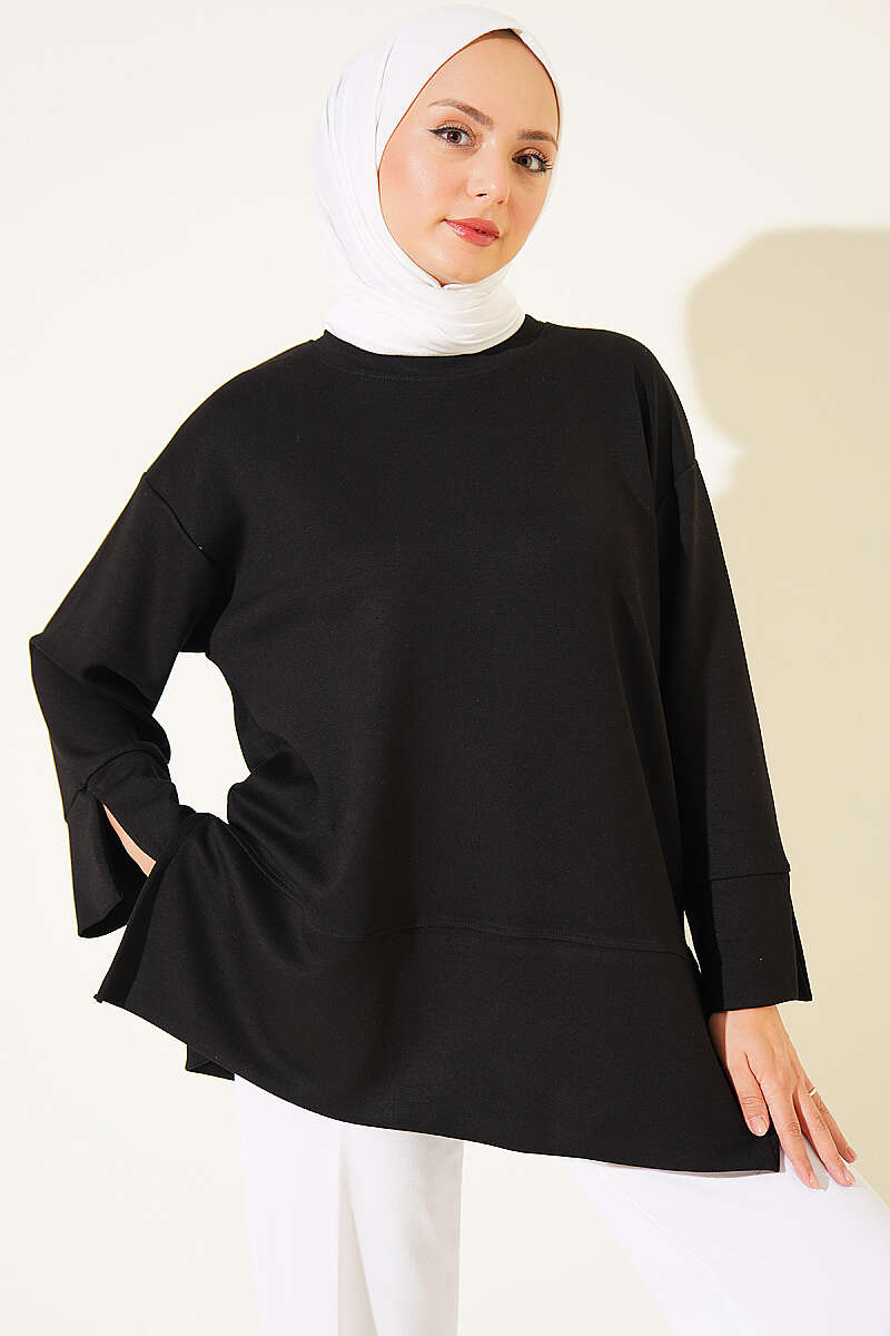 Modal Tunic with Slit Detail - Black