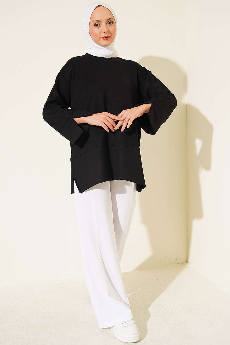 Modal Tunic with Slit Detail - Black