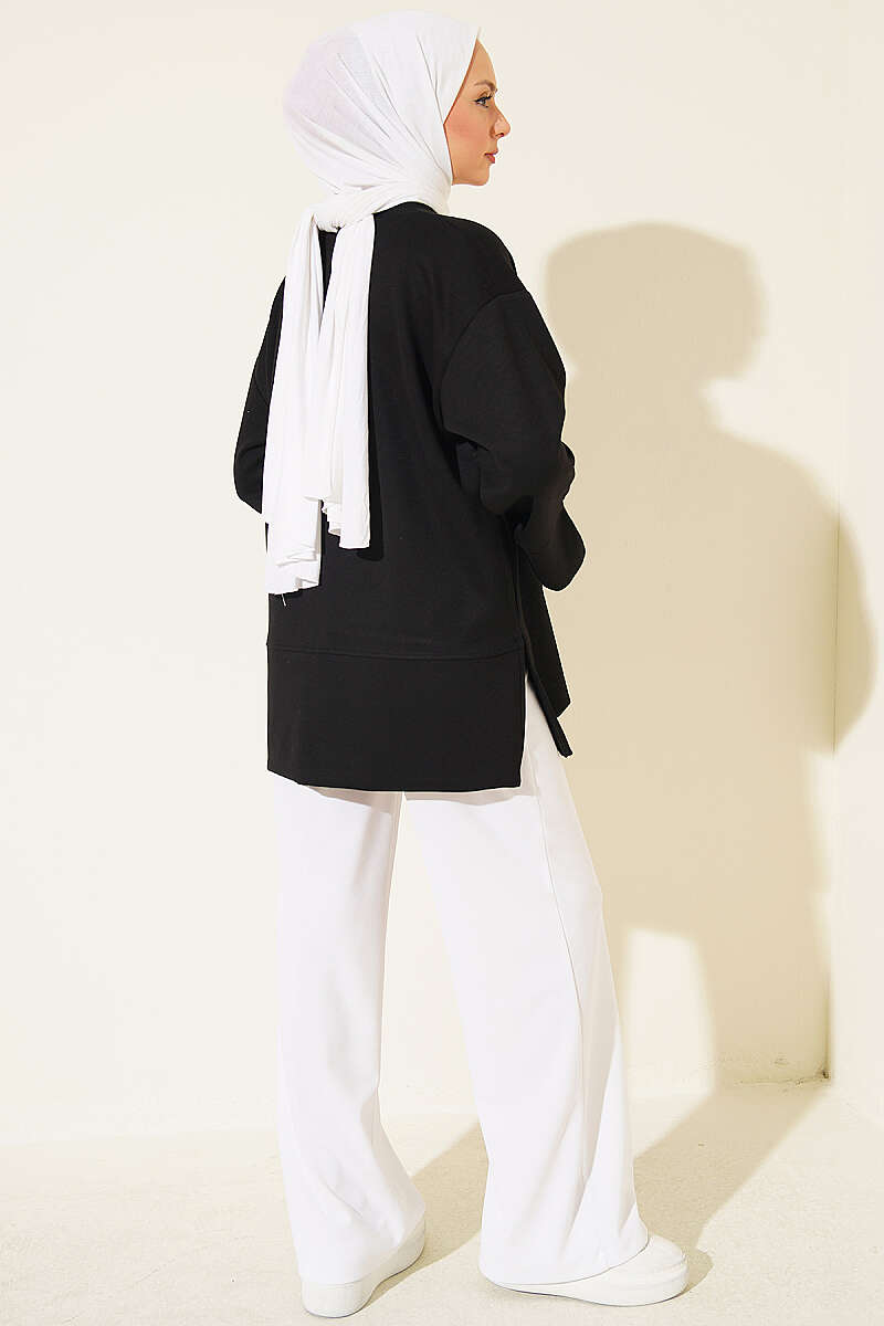 Modal Tunic with Slit Detail - Black