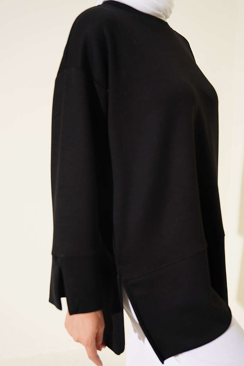 Modal Tunic with Slit Detail - Black