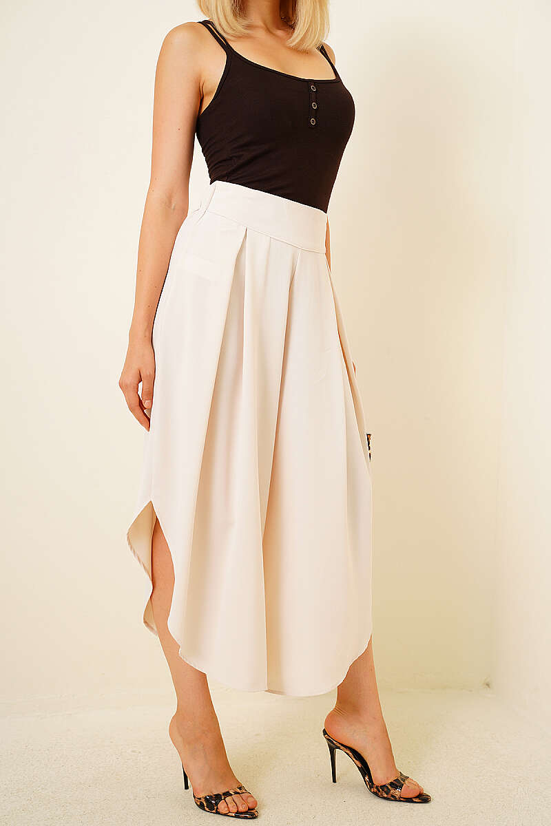 Harem Trousers with Slit Detail - Beige
