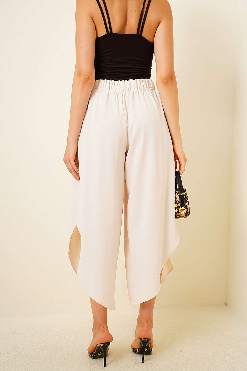 Harem Trousers with Slit Detail - Beige