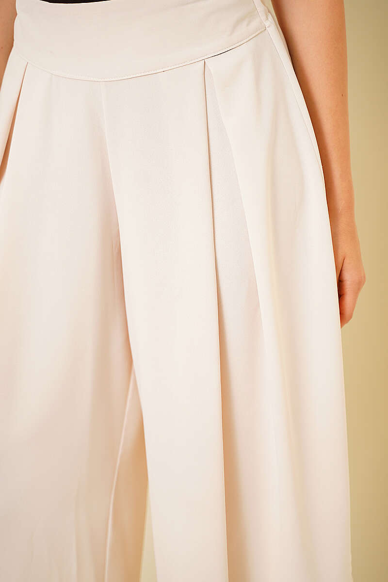 Harem Trousers with Slit Detail - Beige