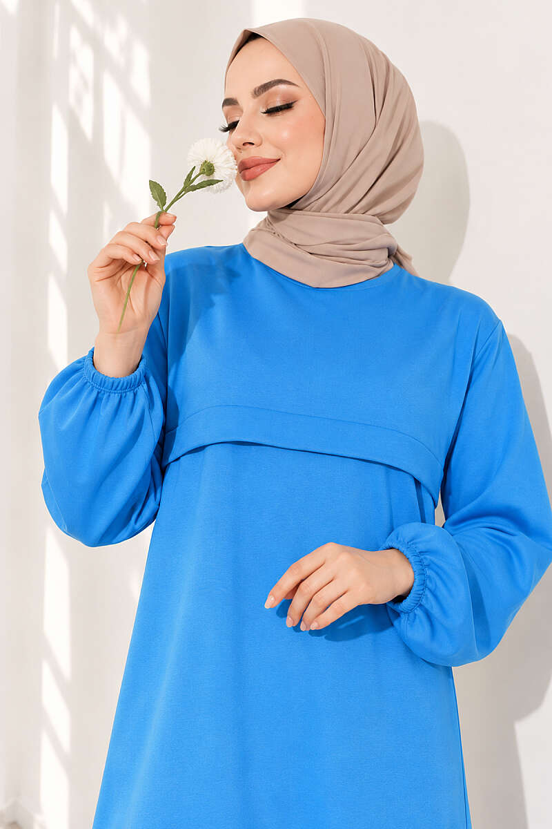 Long Two-Piece Set with Slits - Indigo