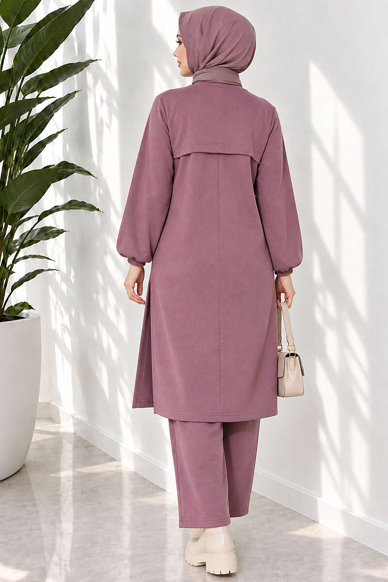 Long Two-Piece Set with Slits - Magenta