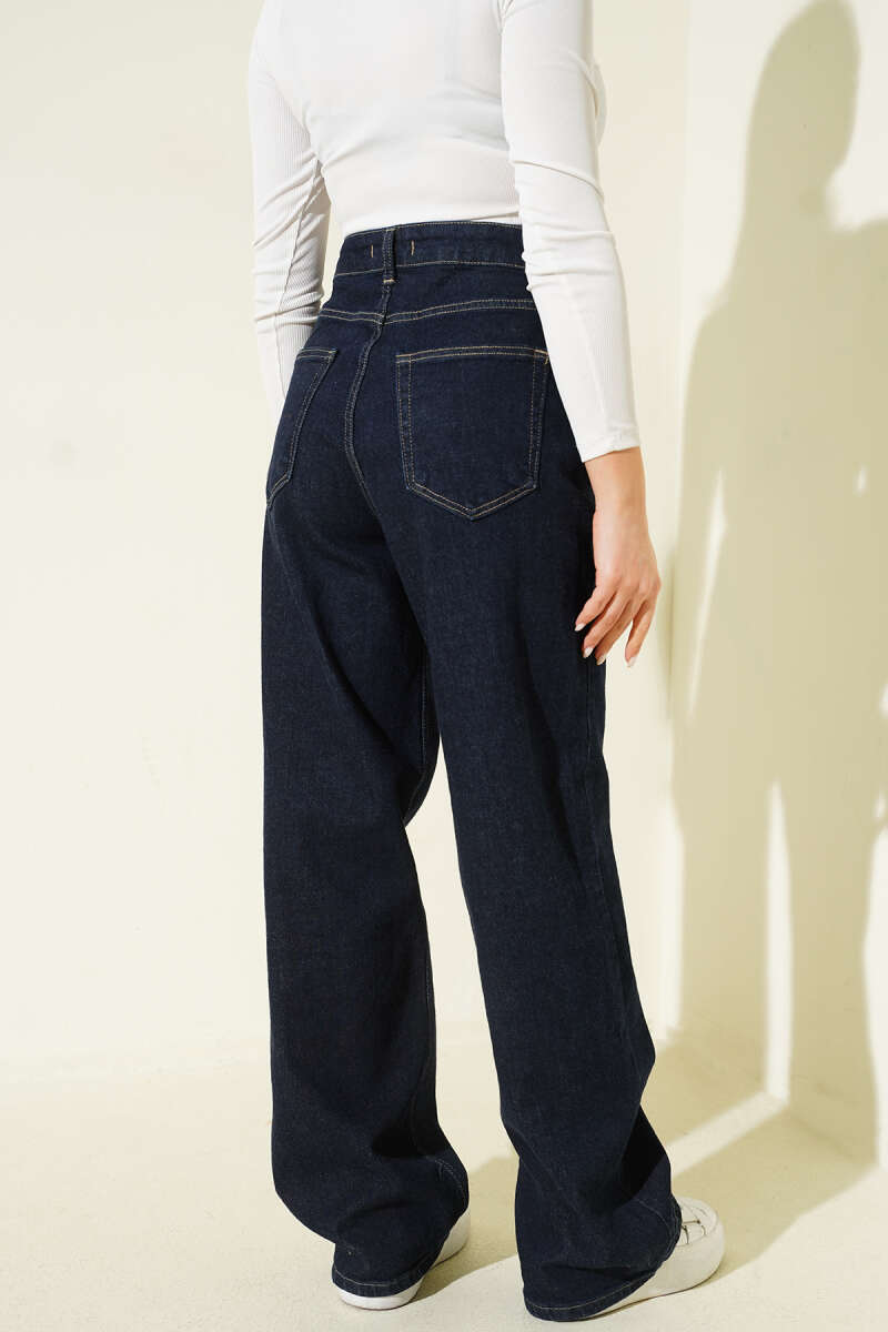 High-Waist Baggy Pants - Navy