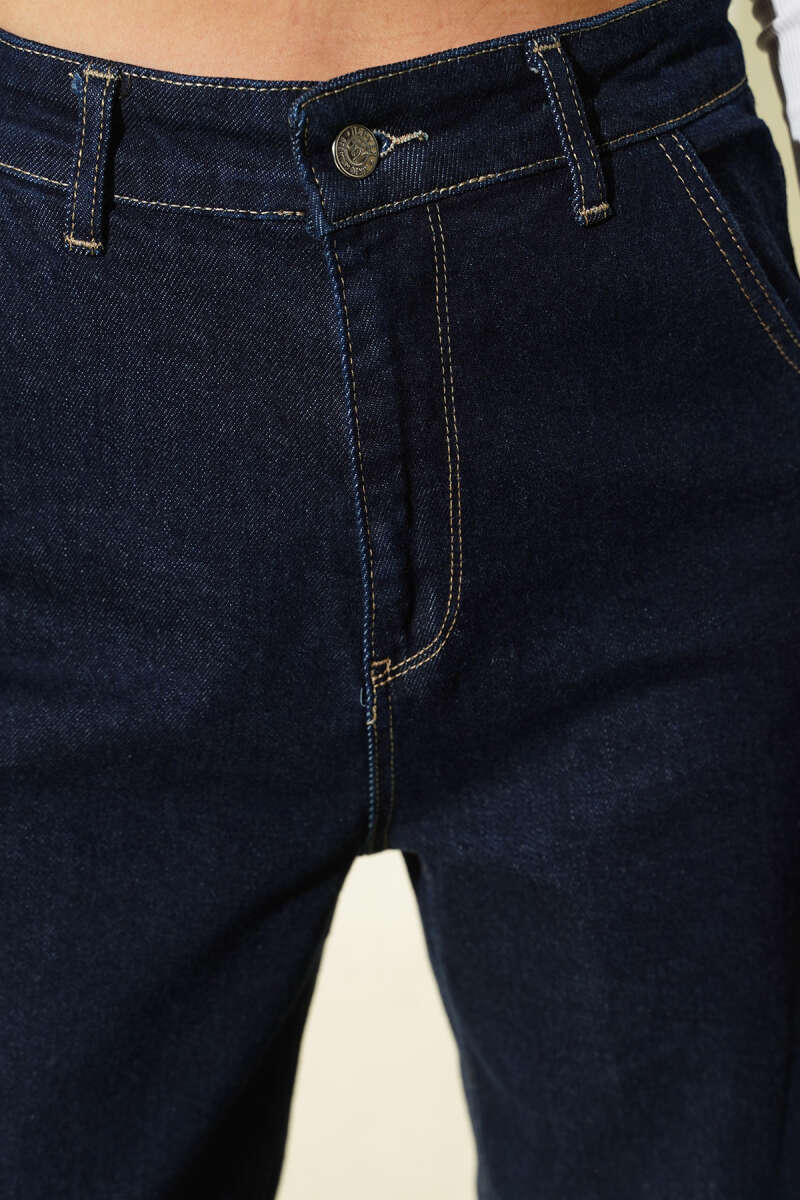 High-Waist Baggy Pants - Navy
