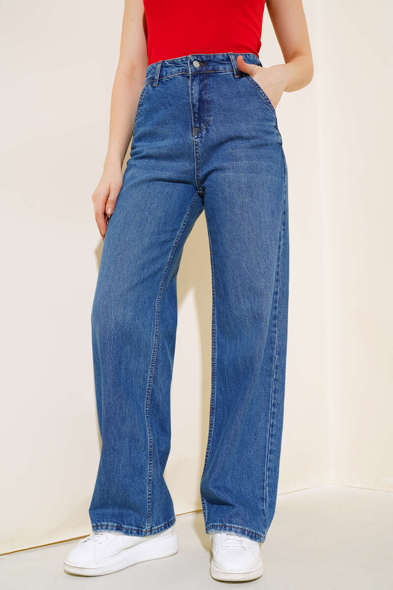 High-Waist Baggy Pants - Blue