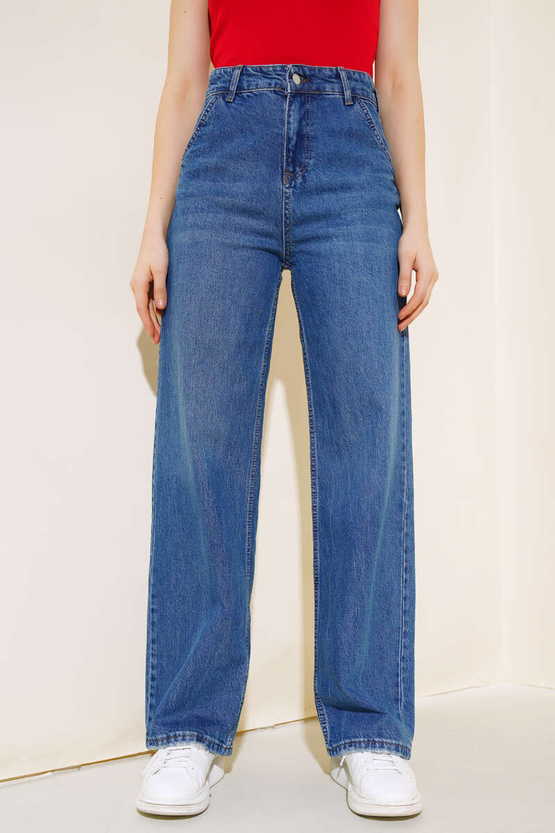 High-Waist Baggy Pants - Blue
