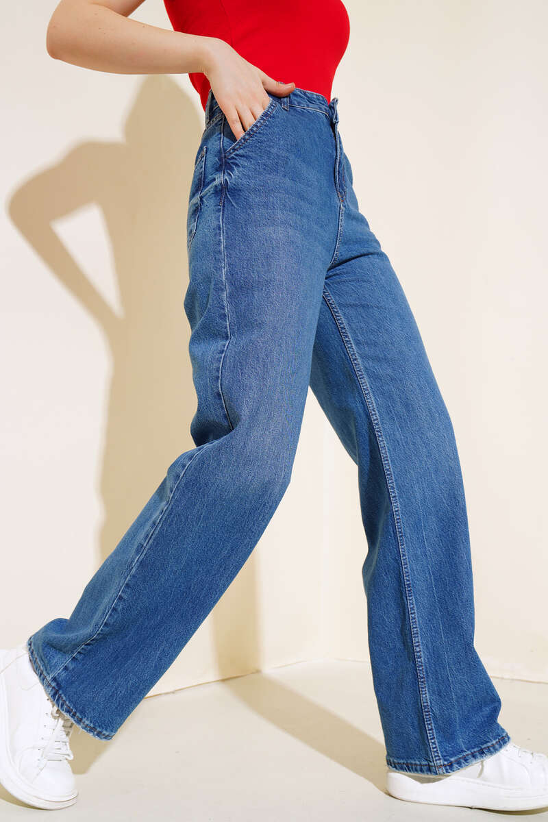 High-Waist Baggy Pants - Blue