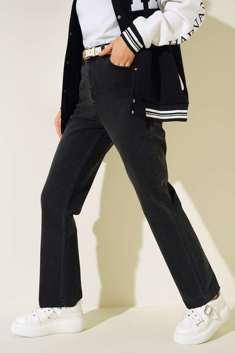 High-Waist Jeans - Smoke Grey
