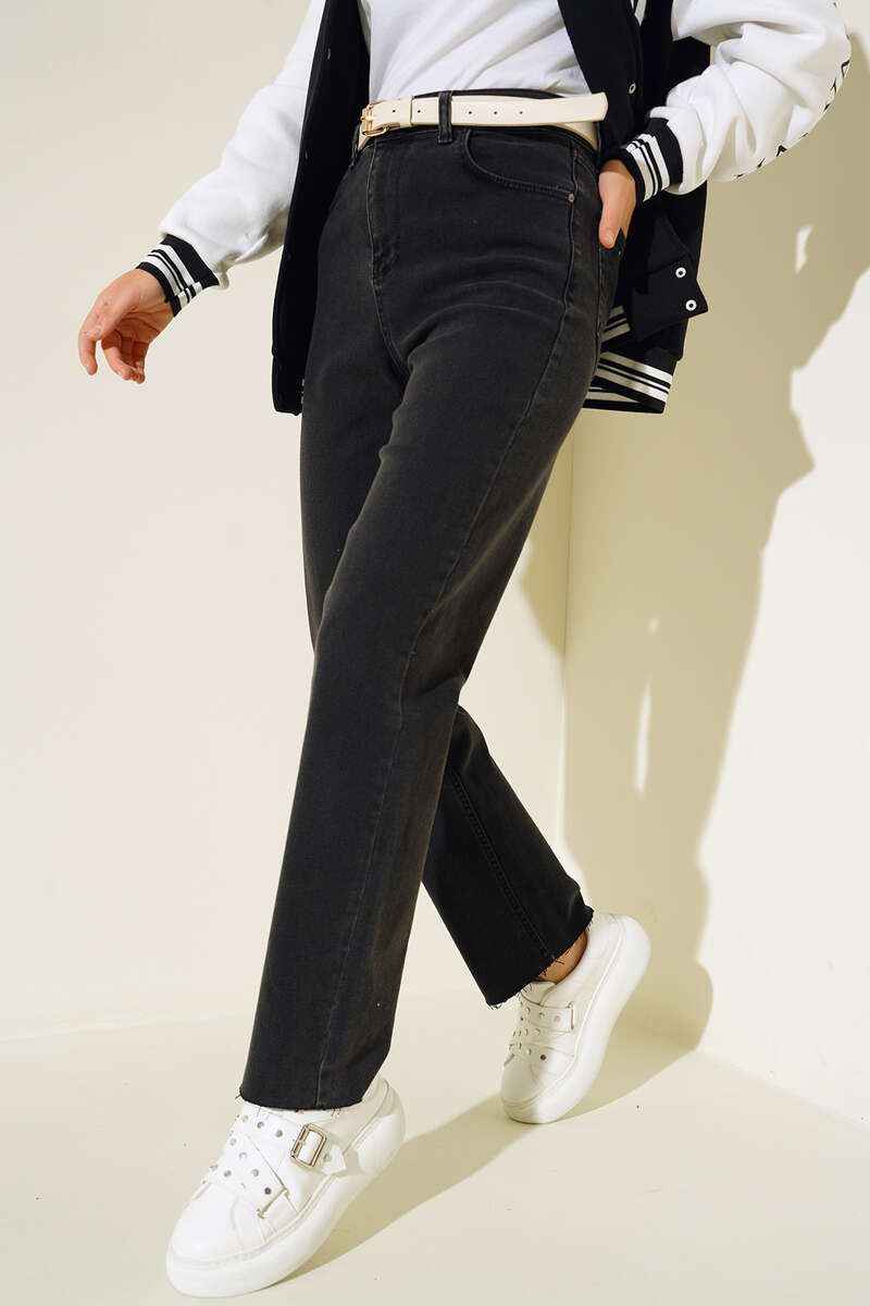 High-Waist Jeans - Smoke Grey