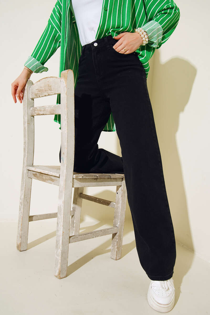 High-Waist Palazzo Trousers - Smoke Grey