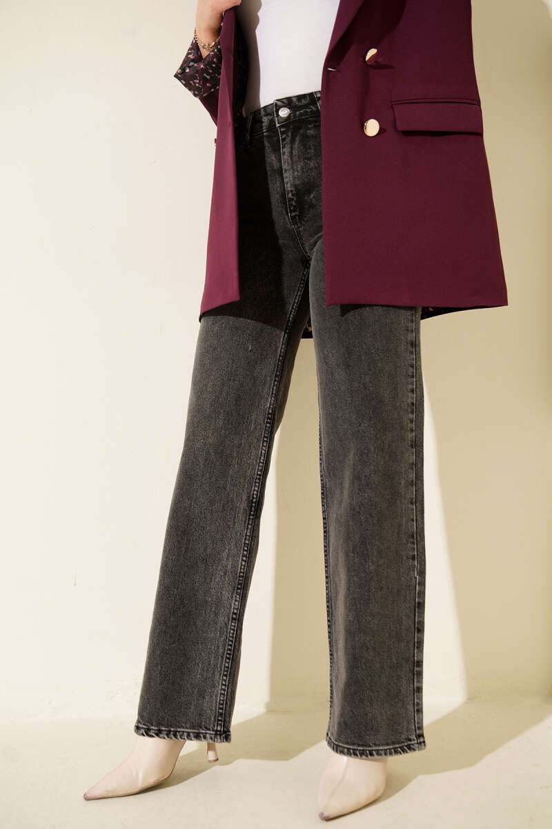 High-Waist Palazzo Trousers - Dark Wash