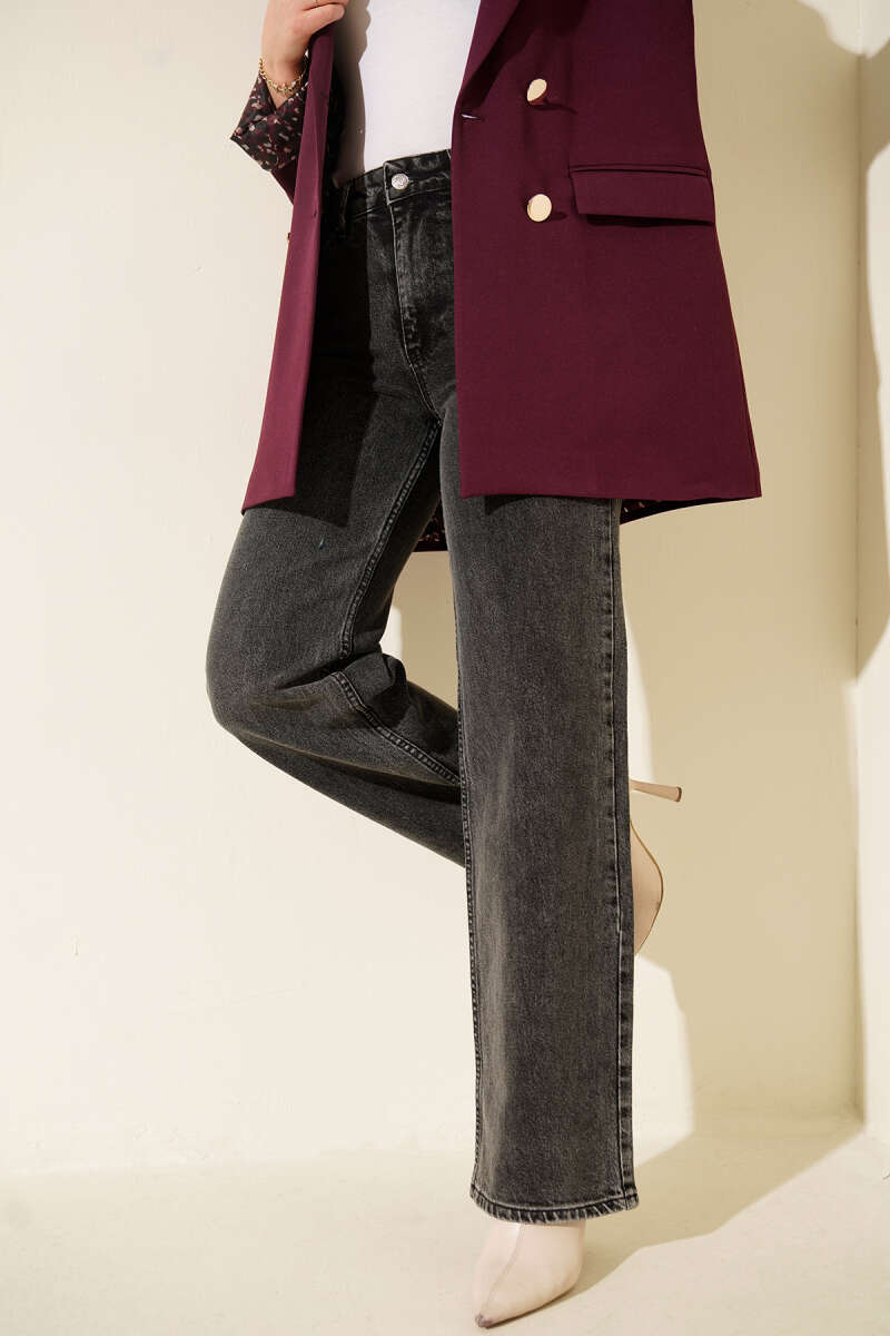 High-Waist Palazzo Trousers - Dark Wash