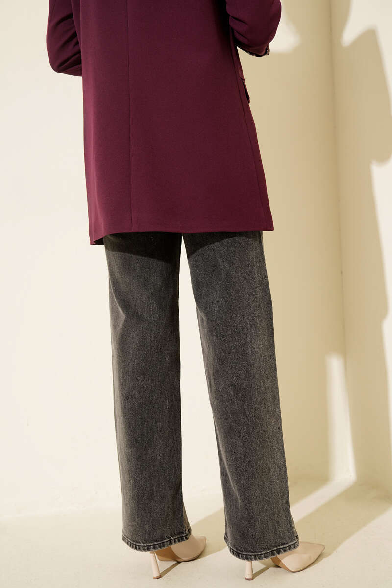 High-Waist Palazzo Trousers - Dark Wash