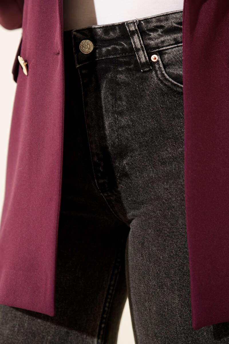 High-Waist Palazzo Trousers - Dark Wash