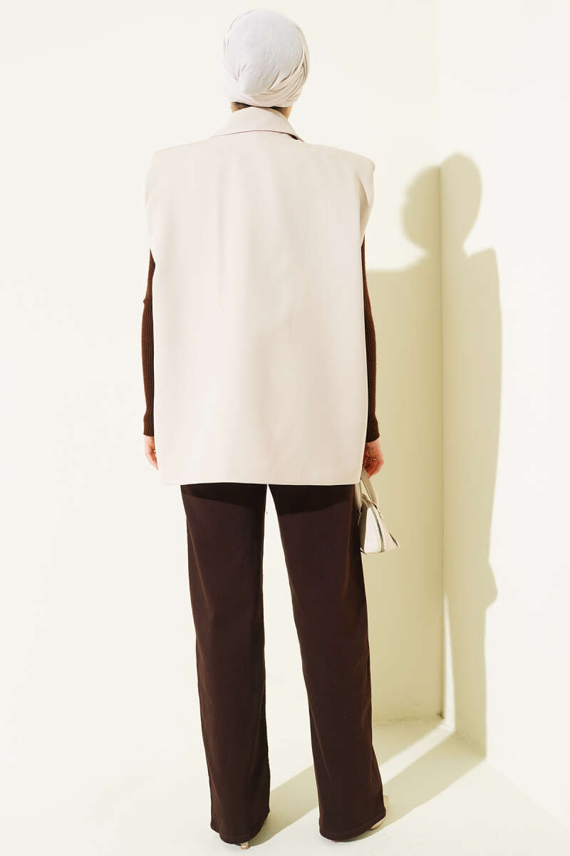 High-Waist Palazzo Trousers - Chestnut