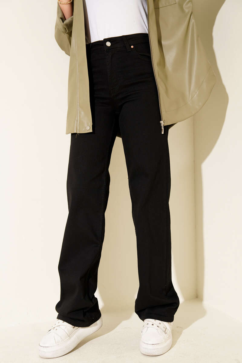 High-Waist Palazzo Trousers - Black