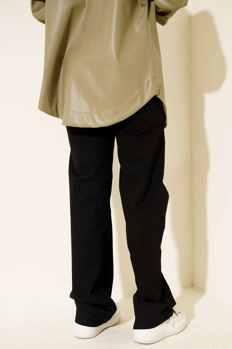 High-Waist Palazzo Trousers - Black