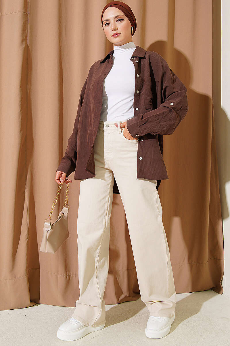 High-Waist Palazzo Trousers - Stone