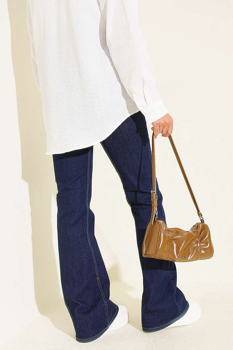High-Waist Flared Pants - Navy