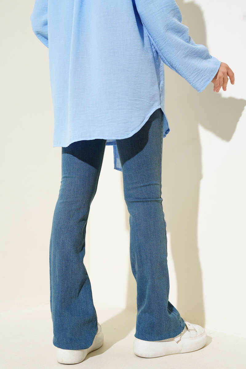 High-Waist Flared Pants - Blue Tint