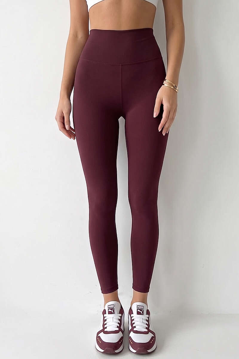 High-Waist Loycha Leggings - Burgundy