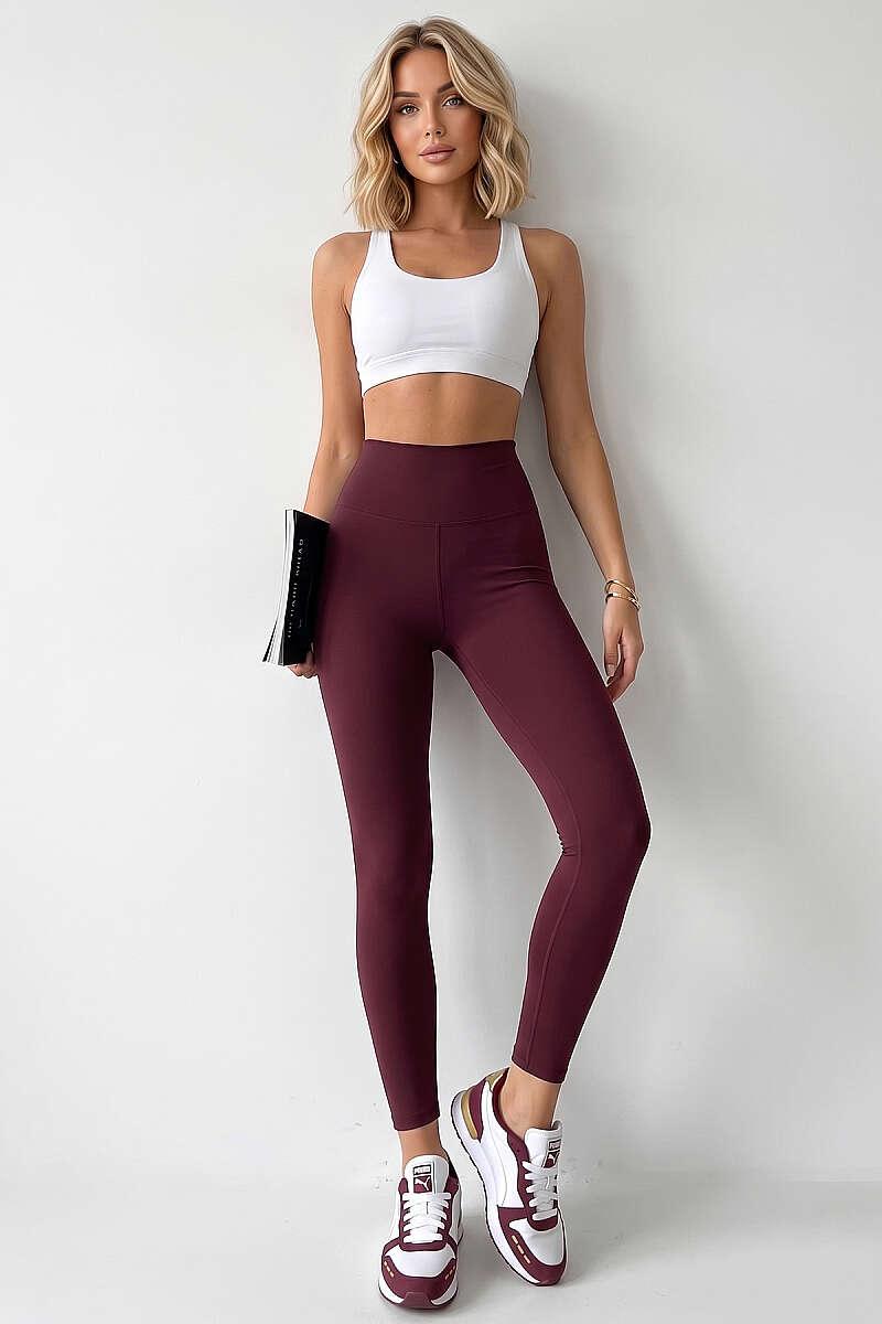 High-Waist Loycha Leggings - Burgundy