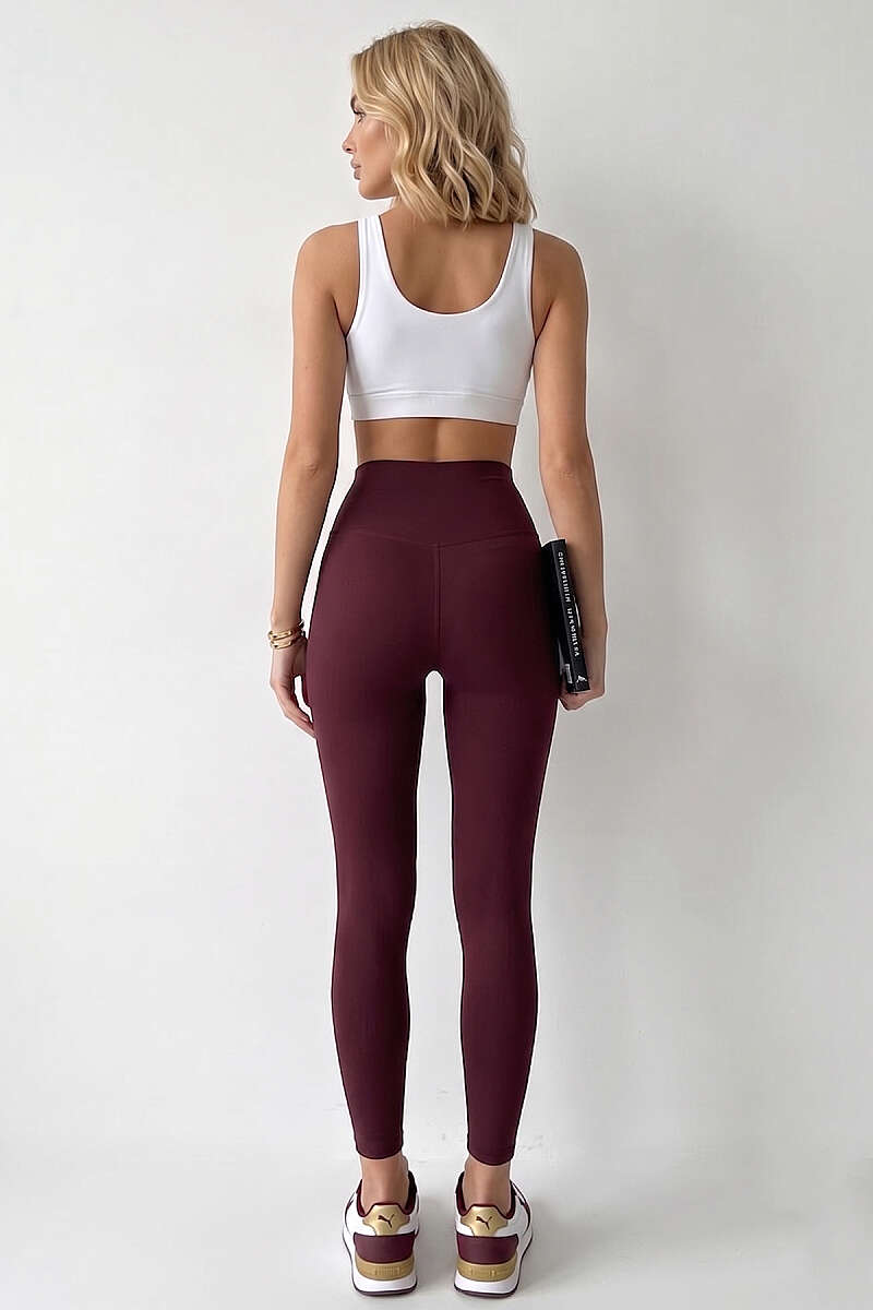 High-Waist Loycha Leggings - Burgundy