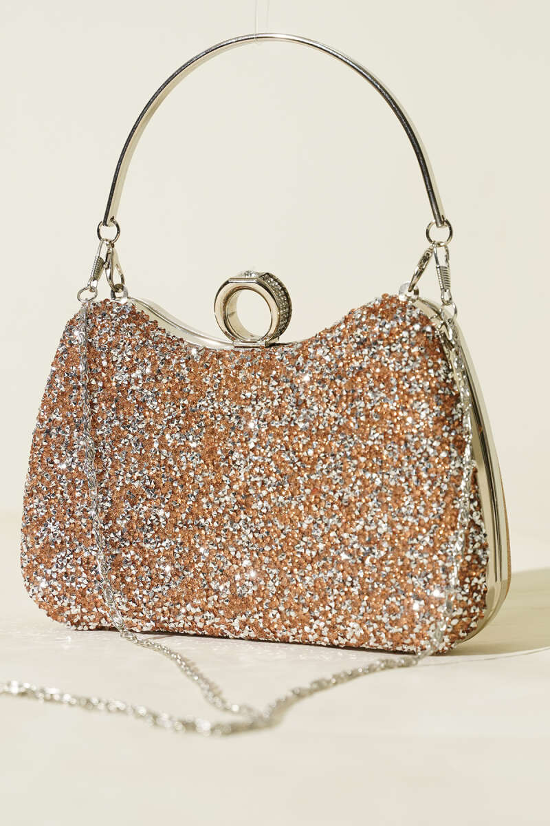 Stone Evening Bag with Ring - Copper-Silver