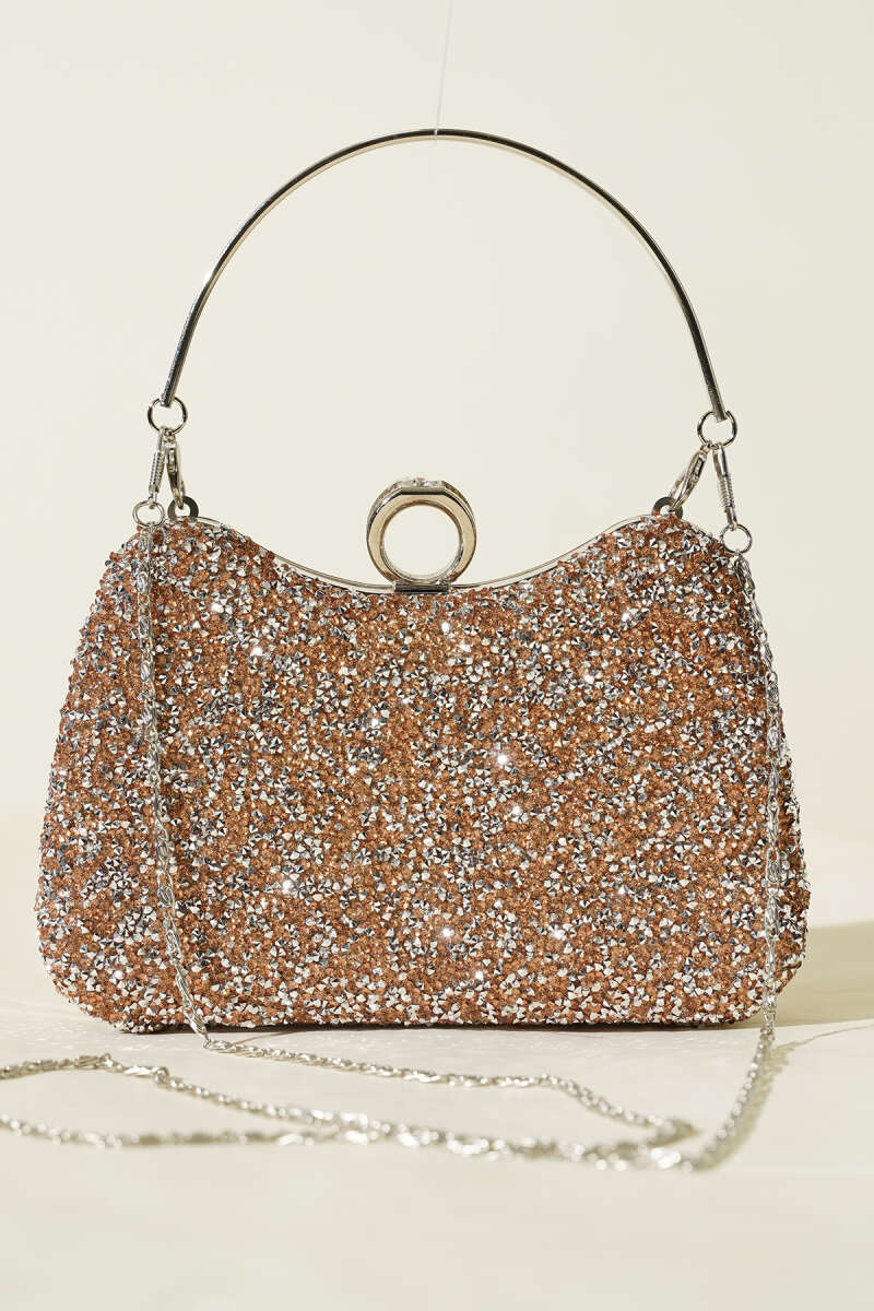 Stone Evening Bag with Ring - Copper-Silver