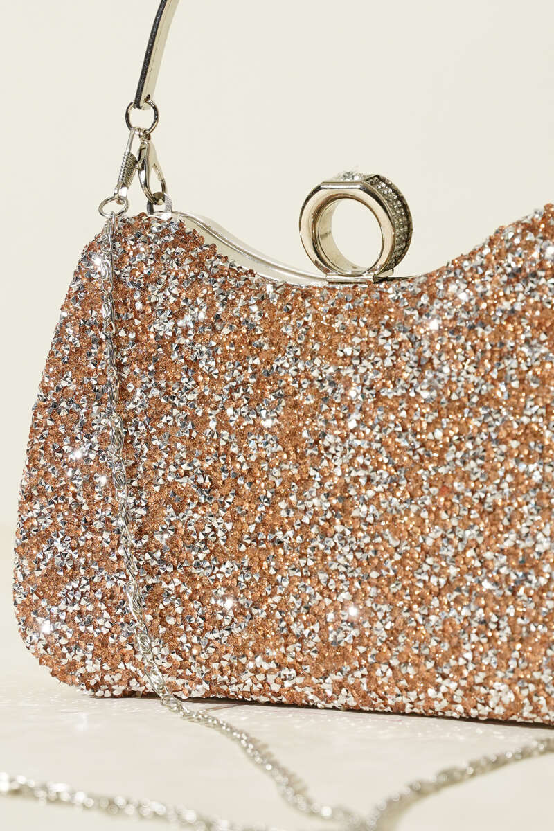 Stone Evening Bag with Ring - Copper-Silver