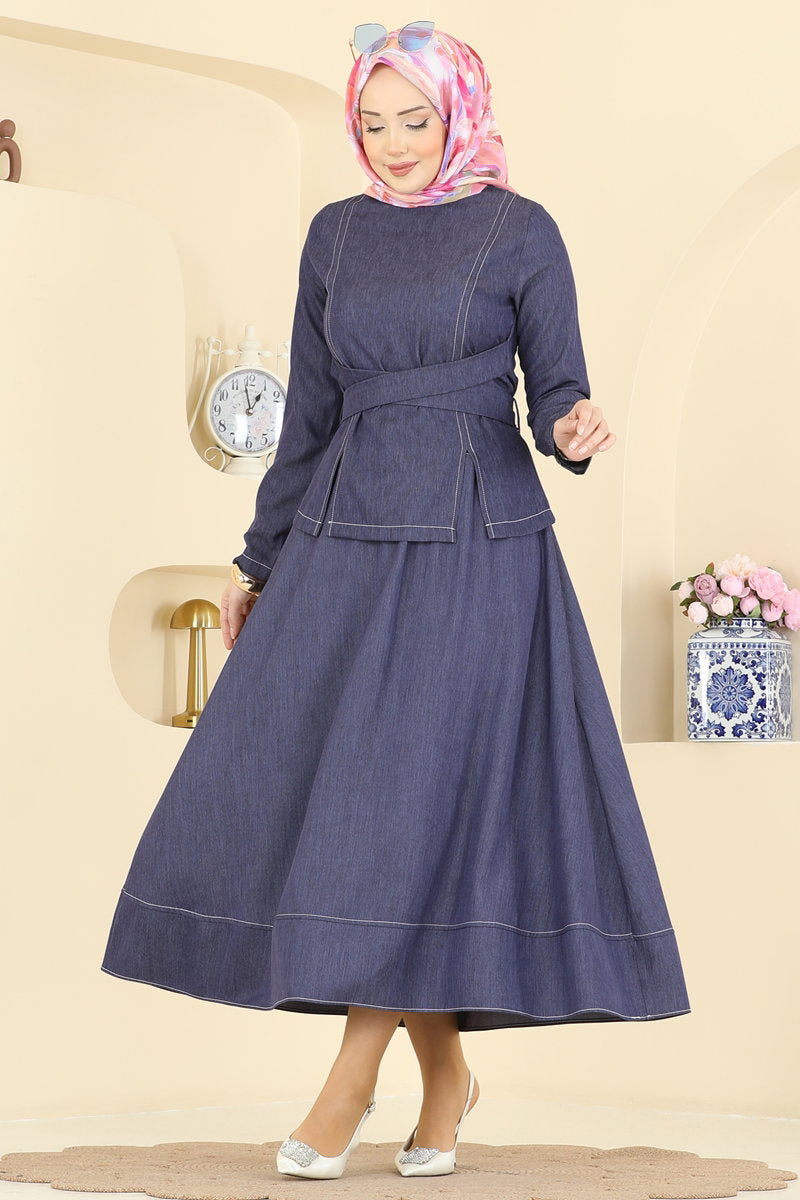 Graceful Tencel Two-Piece Set - Dark Denim