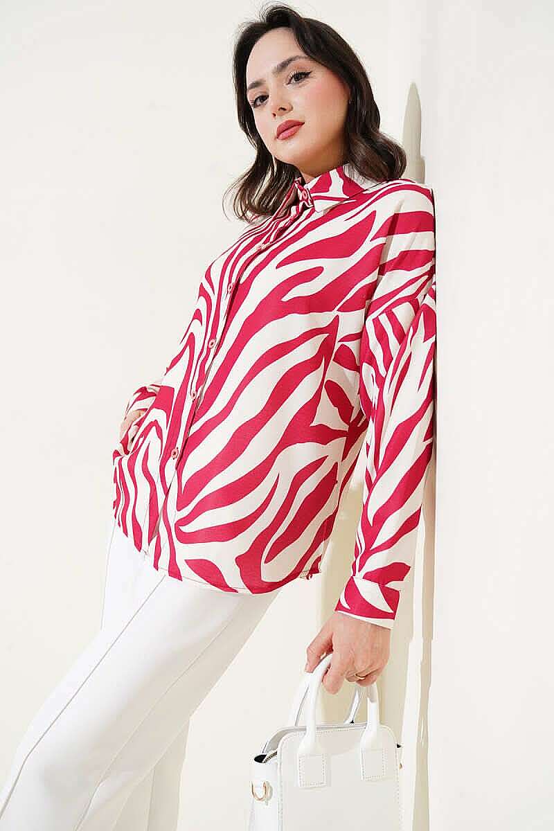 Zebra Print Shirt - Burgundy
