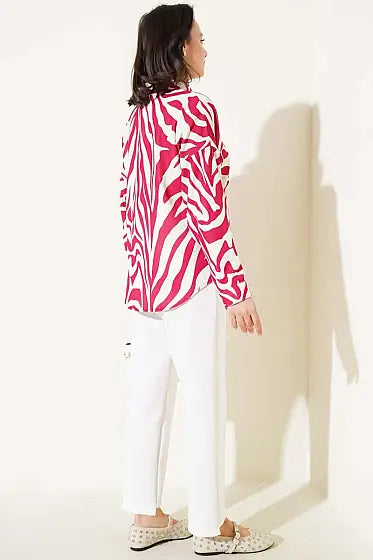 Zebra Print Shirt - Burgundy
