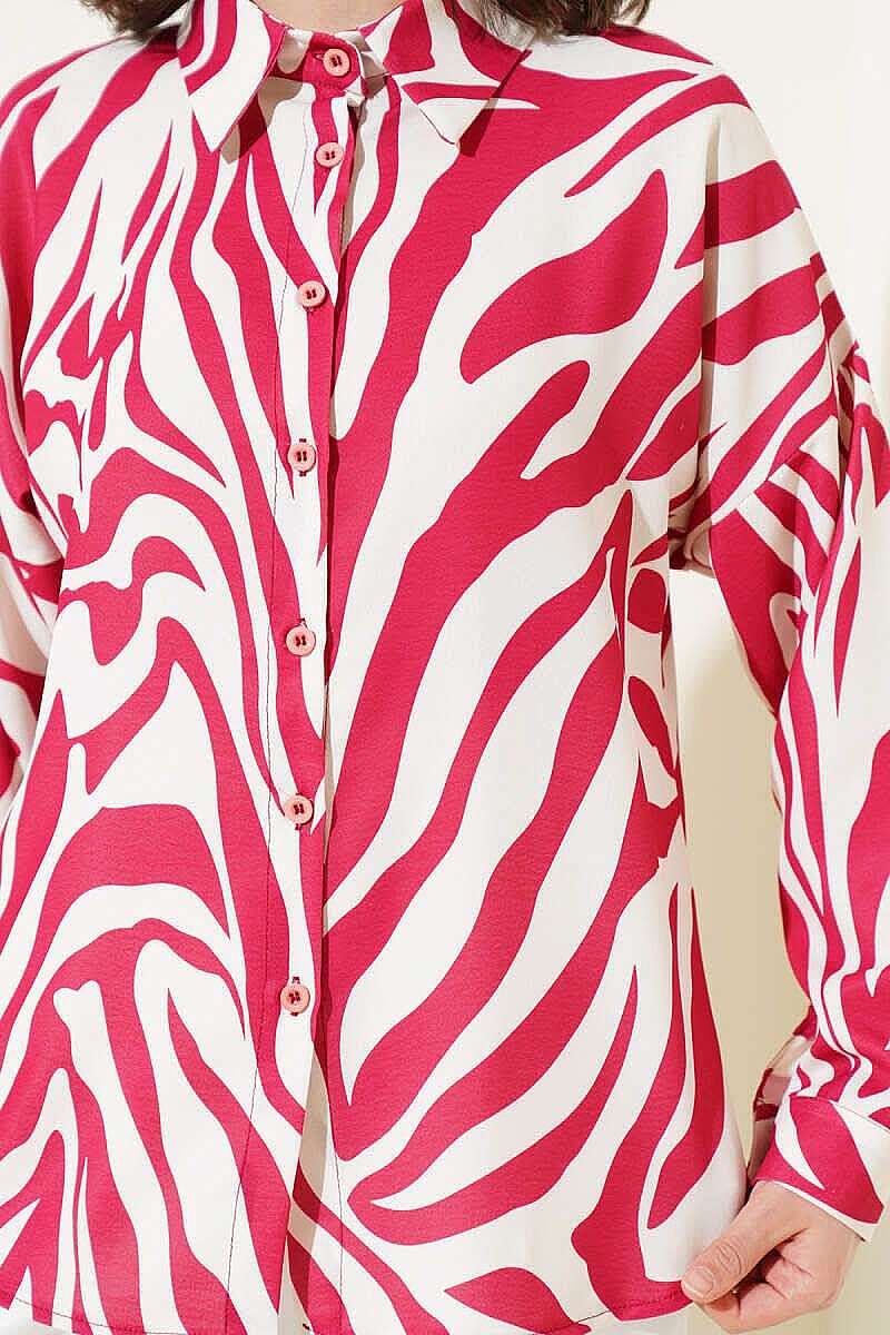 Zebra Print Shirt - Burgundy