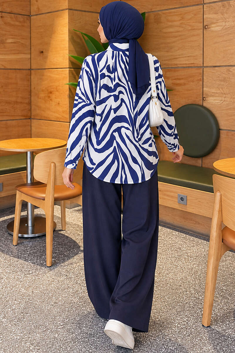 Zebra Print Shirt - Navy
