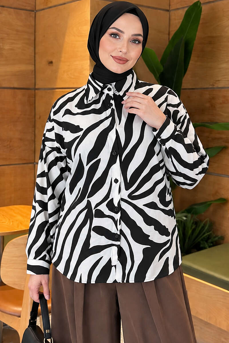 Zebra Print Shirt - Black