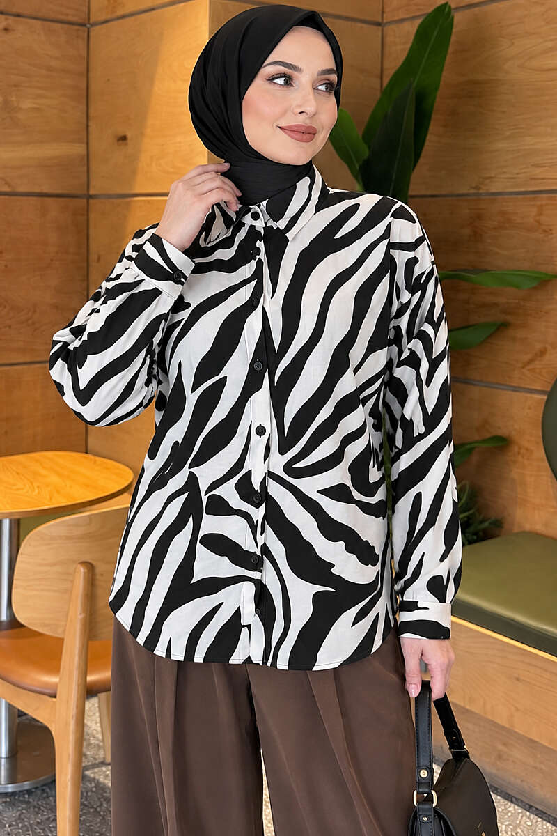 Zebra Print Shirt - Black