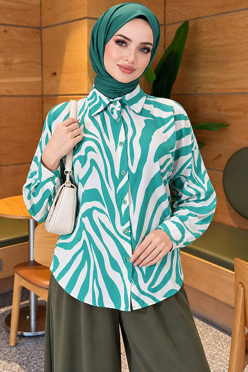 Zebra Print Shirt - Green