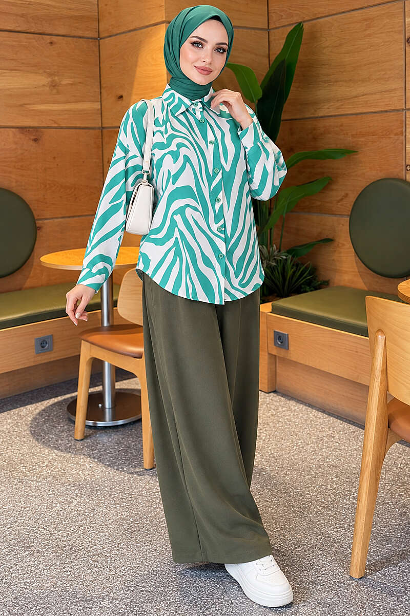 Zebra Print Shirt - Green