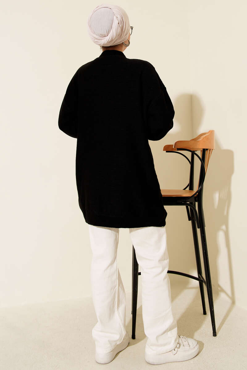 Zigzag Knit Tunic - Black