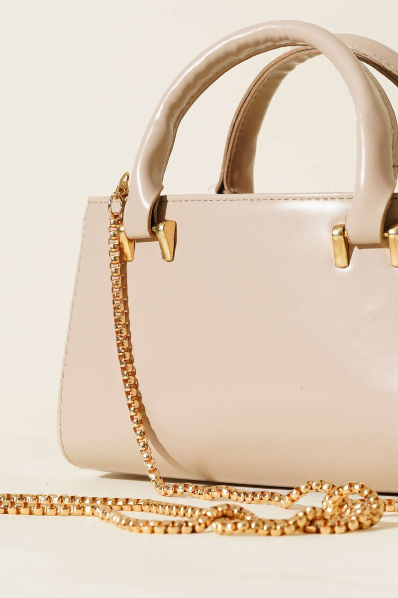 Magnetic Bag with Chain Strap - Beige